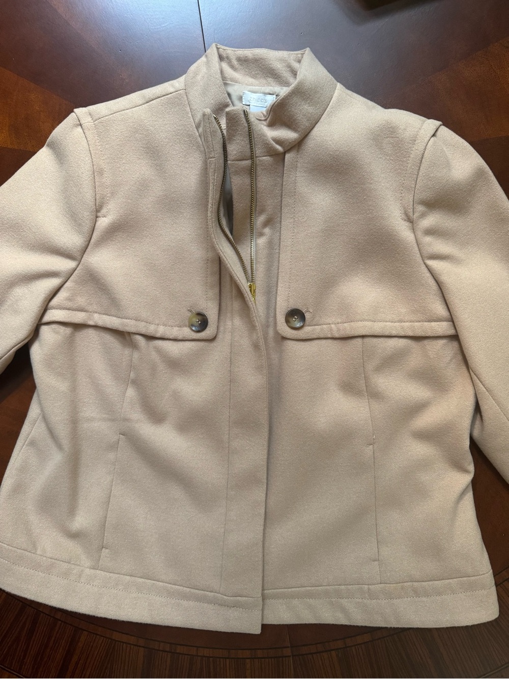 Chico's Women's Beige/Tan Short Pea Coat
